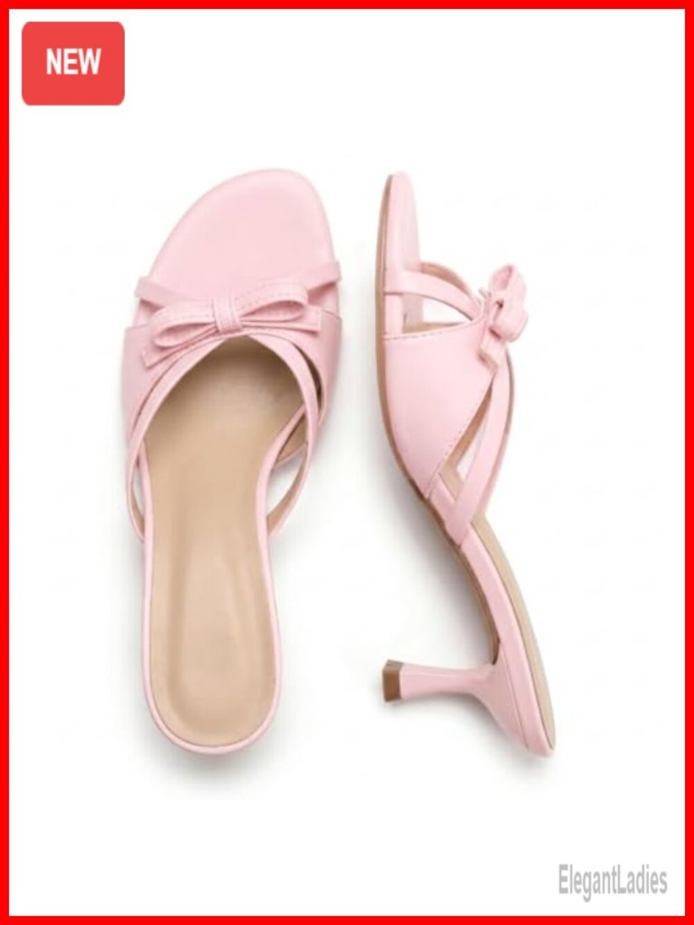 Women's Open Toe Kitten Heel Slide Sandals Bow Knot Slip On Wedding Shoes